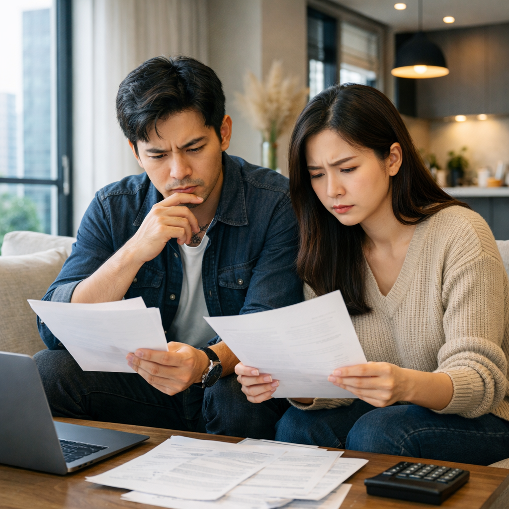 자금조달계획서 증빙 서류를 준비하는 3040 맞벌이 부부