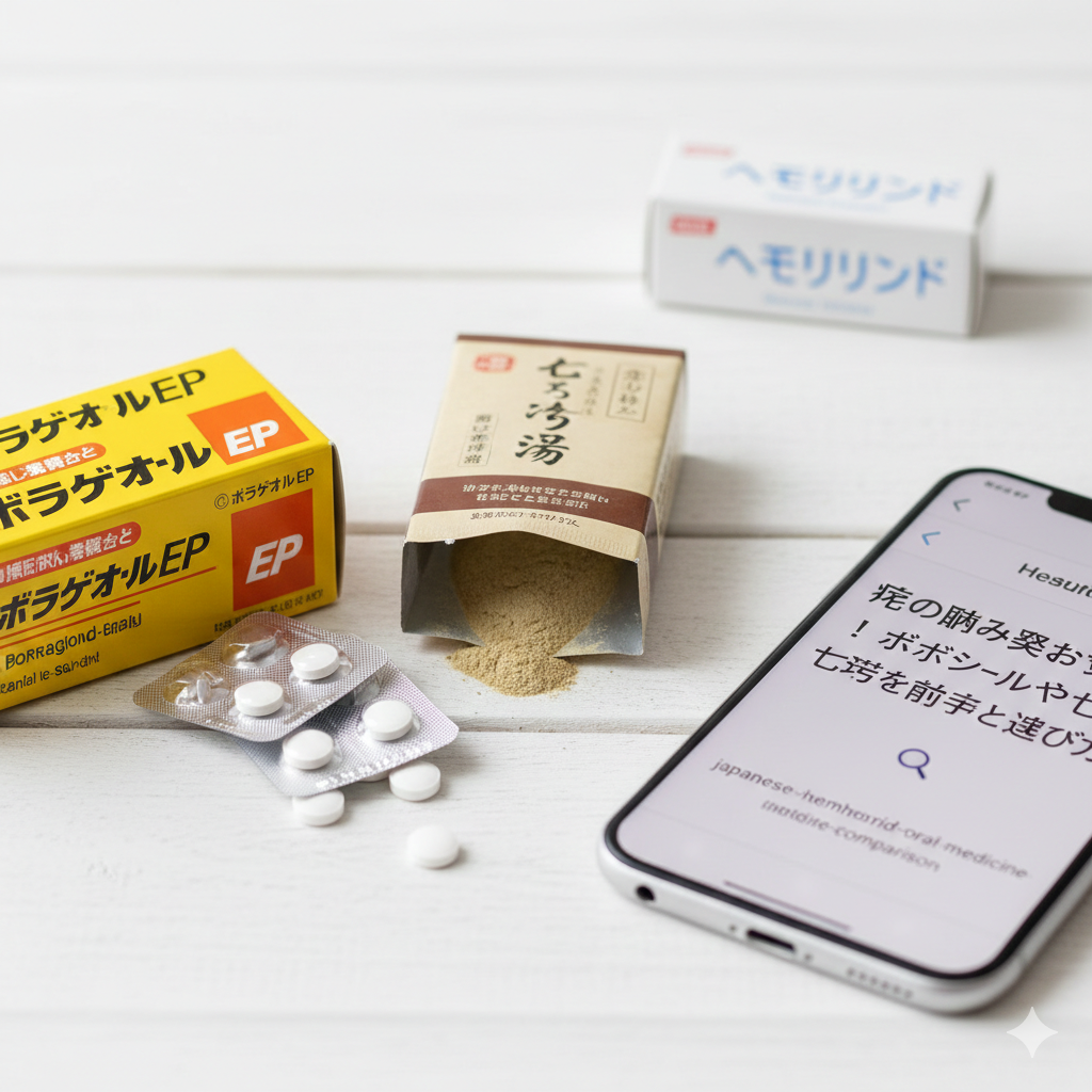 痔の飲み薬であるボラギノールと乙字湯の比較画像と選び方の解説